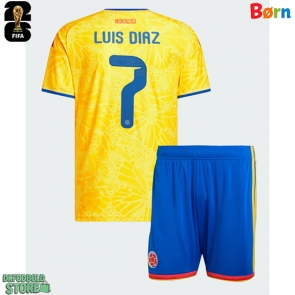 Colombia Luis Diaz #7 Replika Babytøj Hjemmebanesæt Børn VM 2026 Kortærmet (+ Korte bukser)